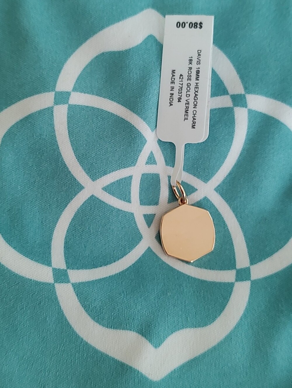 Solid 925 18K Rose Gold Vermeil Kendra Scott Davis Pendant